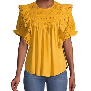 Eyelet ruffle blouse